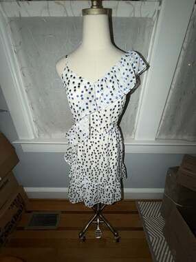 Lilly Pulitzer Madelina White Polka Dot Ruffle One Shoulder Dress XXS